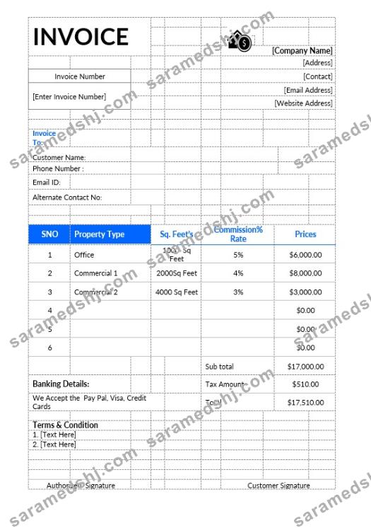 Commercial Real Estate Invoice Template